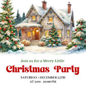 Whimsical Christmas House Holiday Party Invitation Kaart