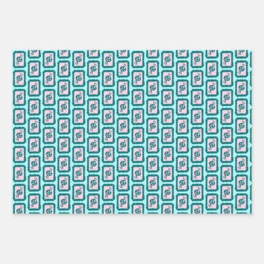 Whimsical Christmas Icon Grids Cute Bright Holiday Inpakpapier Vel (Voorkant 2)