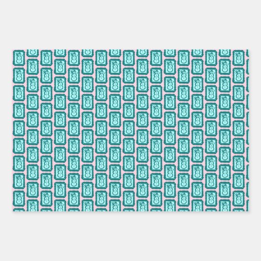 Whimsical Christmas Icon Grids Cute Bright Holiday Inpakpapier Vel (Voorkant)