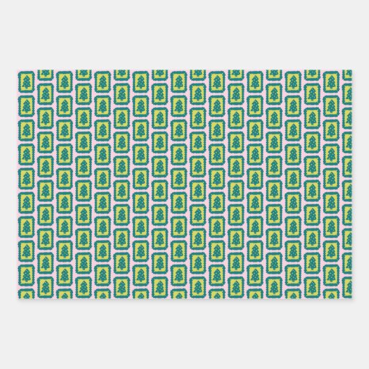 Whimsical Christmas Icon Grids Cute Bright Holiday Inpakpapier Vel (Voorkant 3)