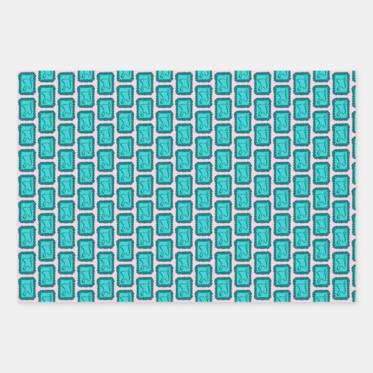 Whimsical Christmas Icon Grids Cute Bright Holiday Inpakpapier Vel (Voorkant)