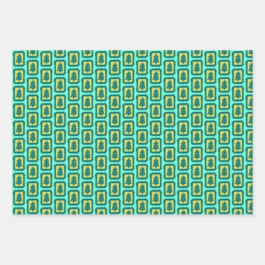 Whimsical Christmas Icon Grids Cute Bright Holiday Inpakpapier Vel (Voorkant 3)