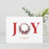 Whimsical Christmas Joy Snoep Wreath Minimalist Feestdagenkaart (Staand voorkant)