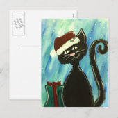 Whimsical Christmas Kat Print Feestdagenkaart (Voorkant / Achterkant)