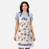 Whimsical Christmas Kitchen Apron – Personalized Schort (Gedragen)