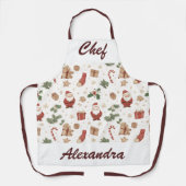 Whimsical Christmas Kitchen Apron – Personalized Schort (Voorkant)