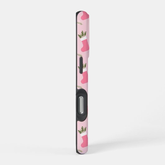 Whimsical Christmas Kousen Geschenken Patroon Roze iPhone Hoesje (Rechterkant)