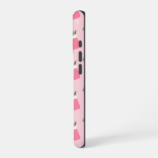 Whimsical Christmas Kousen Geschenken Patroon Roze iPhone Hoesje (Linkerkant)