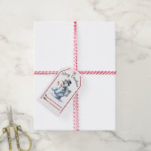 Whimsical Christmas label: sneeuwman op de wc Cadeaulabel (Met Touw)
