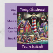 Whimsical Christmas Lighthouse gepersonaliseerd Kaart (Voorkant / Achterkant)