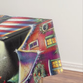 Whimsical Christmas Lighthouse gepersonaliseerd Tafelkleed (Voorbeeld)