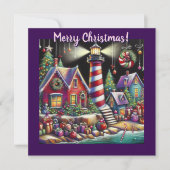 Whimsical Christmas Lighthouse Gepersonaliseerde K (Voorkant)