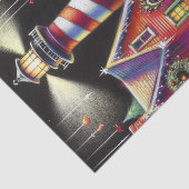 Whimsical Christmas Lighthouse Paarse Decoupage Tissuepapier (Detail)
