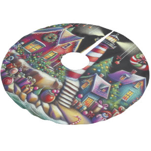 Whimsical Christmas Lighthouse Rood Roze Paarse Kerstboom Rok