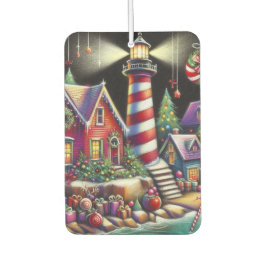 Whimsical Christmas Lighthouse Rood Roze Paarse Luchtverfrisser
