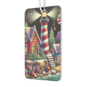 Whimsical Christmas Lighthouse Rood Roze Paarse Luchtverfrisser (Links)