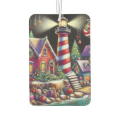 Whimsical Christmas Lighthouse Rood Roze Paarse Luchtverfrisser (Achterkant)