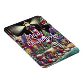 Whimsical Christmas Lighthouse Rood Roze Paarse Magneet (Rechterzijde)