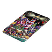 Whimsical Christmas Lighthouse Rood Roze Paarse Magneet (Linkerzijde)