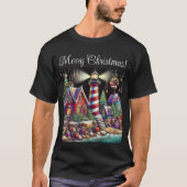 Whimsical Christmas Lighthouse Rood Roze Paarse T-shirt (Voorkant)