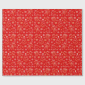 Whimsical Christmas Line Art Wrapping Paper Cadeaupapier (Vlak)