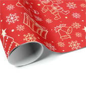 Whimsical Christmas Line Art Wrapping Paper Cadeaupapier (Rol Hoek)