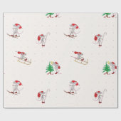 Whimsical Christmas Mice Wrapping Paper  Cadeaupapier (Vlak)