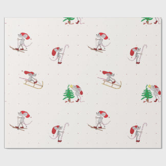 Whimsical Christmas Mice Wrapping Paper Cadeaupapier