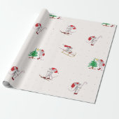 Whimsical Christmas Mice Wrapping Paper  Cadeaupapier (Uitgerold)