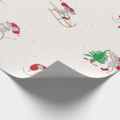 Whimsical Christmas Mice Wrapping Paper  Cadeaupapier (Hoek)