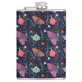 Whimsical Christmas Moth en Ornament Pattern Heupfles (Voorkant)