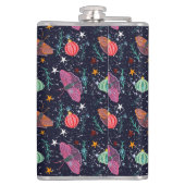 Whimsical Christmas Moth en Ornament Pattern Heupfles (Achterkant)