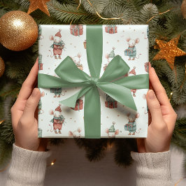 Whimsical Christmas Mouses Wrapping Paper Cadeaupapier