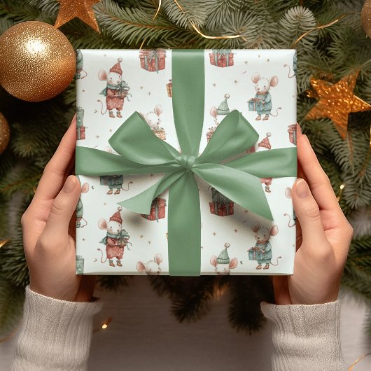 Whimsical Christmas Mouses Wrapping Paper Cadeaupapier