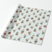Whimsical Christmas Mouses Wrapping Paper Cadeaupapier (Uitgerold)