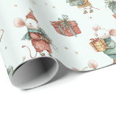 Whimsical Christmas Mouses Wrapping Paper Cadeaupapier (Rol Hoek)