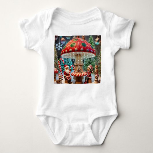 Whimsical Christmas Mushroom Baby Jersey Bodysuit (Voorkant)