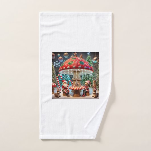 Whimsical Christmas Mushroom Handdoek Design (Handdoek)