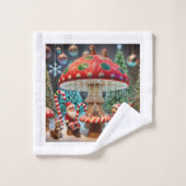 Whimsical Christmas Mushroom Handdoek Design (Wasdoekje)