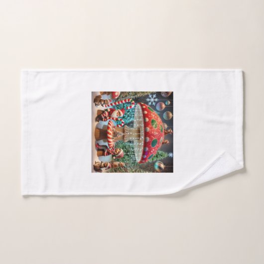 Whimsical Christmas Mushroom Handdoek Design (Handdoek)