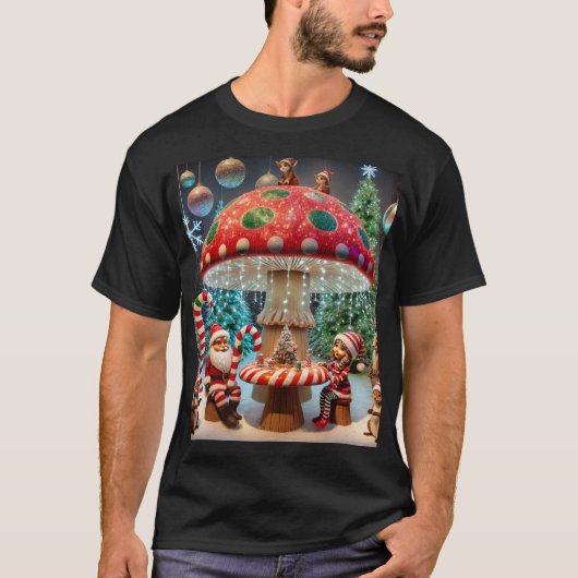 Whimsical Christmas Mushroom T-shirt Design (Voorkant)