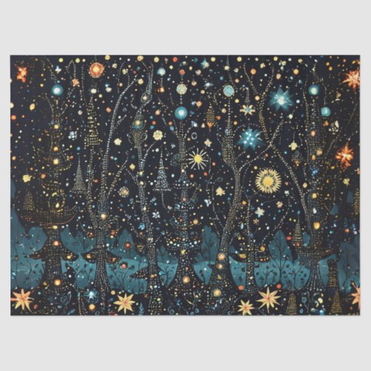 Whimsical Christmas Night Decoupage Craft Paper Tissuepapier (Voorkant)