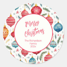 Whimsical Christmas Ornamenten Sticker