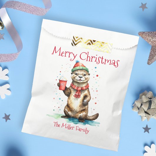 Whimsical Christmas Otter met feestelijk Pet Bedankzakje