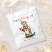 Whimsical Christmas Otter met feestelijk Pet Bedankzakje (Geknipt)