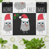 Whimsical Christmas Owl keukenhanddoek (Gevouwen)