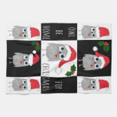 Whimsical Christmas Owl keukenhanddoek (Horizontaal)