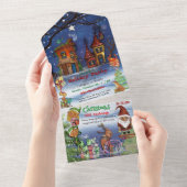 Whimsical  Christmas Party & Gift Exchange  All In One Uitnodiging (Afscheurbaar)