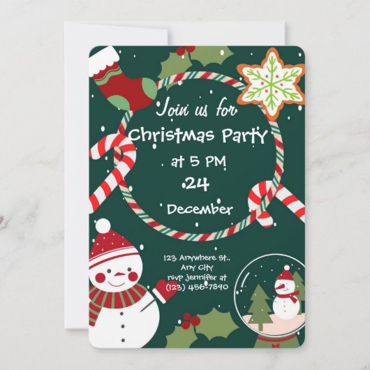 Whimsical Christmas Party Invitation  Kaart (Voorkant)