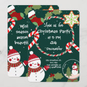 Whimsical Christmas Party Invitation  Kaart (Voorkant / Achterkant)